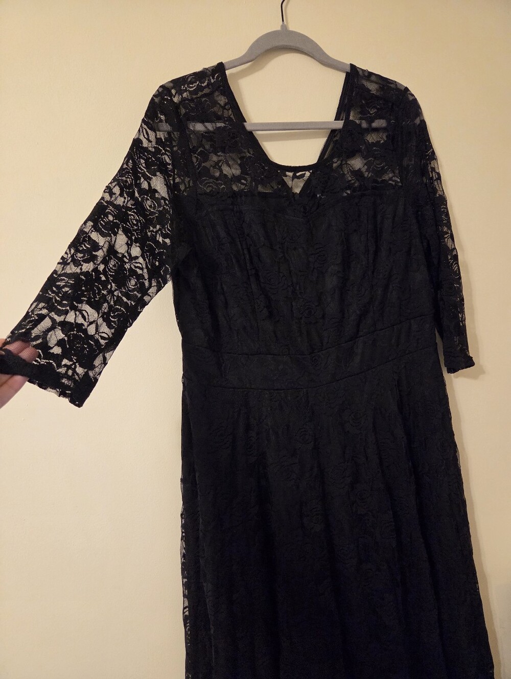 Black Lace Midi Dress - Classic Women's Evening Dress - Picture 2 of 7
